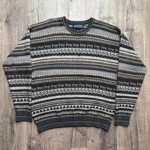 Vintage 90s Jantzen Classics Multi-Pattern Crewneck Sweater XL